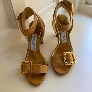 Jimmy Choo Cork Sandal with Jewelled Buckle